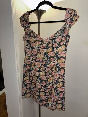Abercrombie & Fitch Floral Mini Dress - Pink, Yellow & Navy